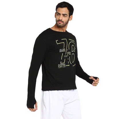 Appulse Men's Printed Long Sleeve Thumb Hole Round Neck T-Shirt | Men | Premium Cotton | Activewear | Athleisure