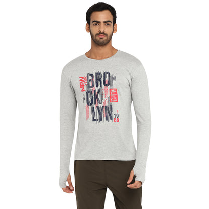 Appulse Men's Printed Long Sleeve Thumb Hole Round Neck T-Shirt | Men | Premium Cotton | Activewear | Athleisure