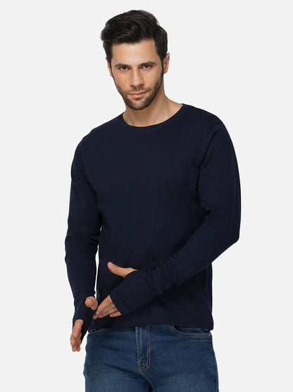 Appulse Men's Round Neck Long Sleeve Thumb Hole T-Shirt | Men | Premium Cotton | Activewear | Athleisure
