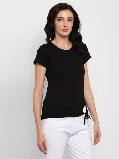 Appulse Women's Round Neck T-Shirt with Bottom Knot | Women | Premium Cotton | Activewear | Athleisure