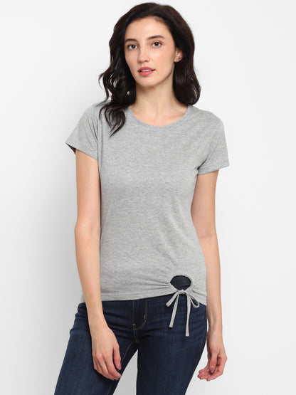 Appulse Women's Round Neck T-Shirt with Bottom Knot | Women | Premium Cotton | Activewear | Athleisure