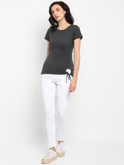 Appulse Women's Round Neck T-Shirt with Bottom Knot | Women | Premium Cotton | Activewear | Athleisure