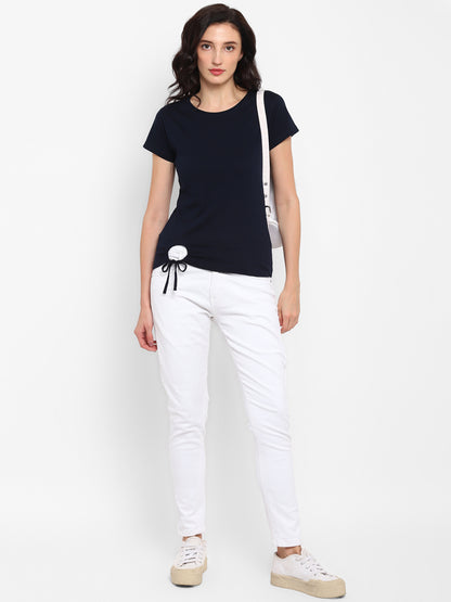 Appulse Women's Round Neck T-Shirt with Bottom Knot | Women | Premium Cotton | Activewear | Athleisure