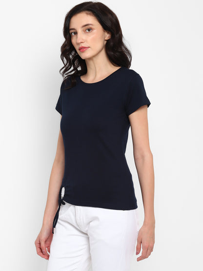 Appulse Women's Round Neck T-Shirt with Bottom Knot | Women | Premium Cotton | Activewear | Athleisure