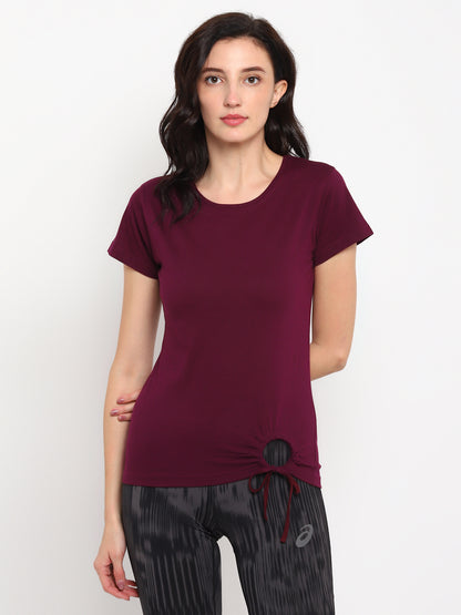 Appulse Women's Round Neck T-Shirt with Bottom Knot | Women | Premium Cotton | Activewear | Athleisure
