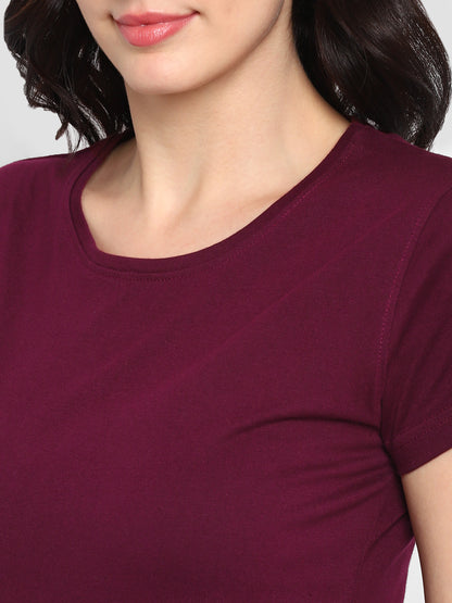 Appulse Women's Round Neck T-Shirt with Bottom Knot | Women | Premium Cotton | Activewear | Athleisure