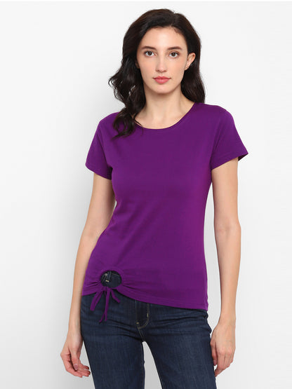Appulse Women's Round Neck T-Shirt with Bottom Knot | Women | Premium Cotton | Activewear | Athleisure