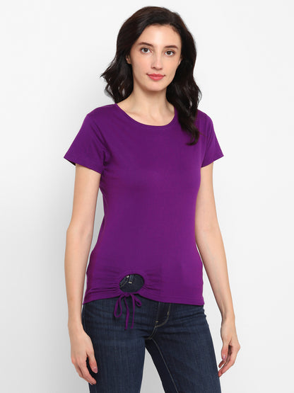 Appulse Women's Round Neck T-Shirt with Bottom Knot | Women | Premium Cotton | Activewear | Athleisure