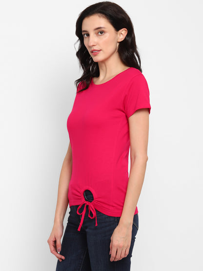 Appulse Women's Round Neck T-Shirt with Bottom Knot | Women | Premium Cotton | Activewear | Athleisure