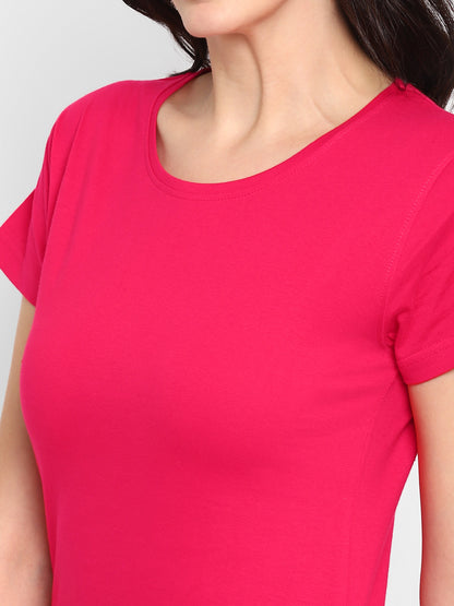 Appulse Women's Round Neck T-Shirt with Bottom Knot | Women | Premium Cotton | Activewear | Athleisure