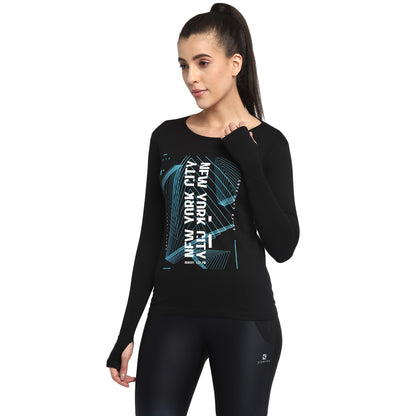 Appulse Women's Printed Long Sleeve Thumb Hole Round Neck T-Shirt | Women | Premium Cotton | Activewear | Athleisure