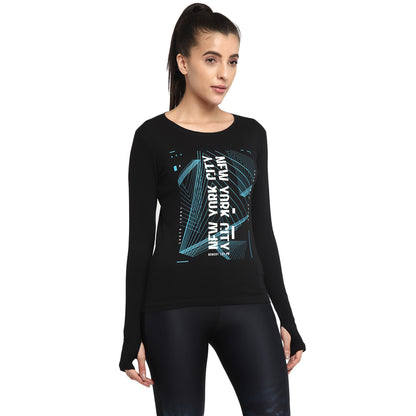 Appulse Women's Printed Long Sleeve Thumb Hole Round Neck T-Shirt | Women | Premium Cotton | Activewear | Athleisure