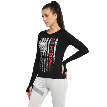 Appulse Women's Printed Long Sleeve Thumb Hole Round Neck T-Shirt | Women | Premium Cotton | Activewear | Athleisure