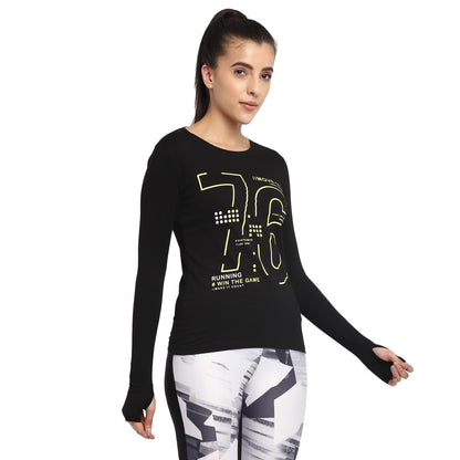 Appulse Women's Printed Long Sleeve Thumb Hole Round Neck T-Shirt | Women | Premium Cotton | Activewear | Athleisure