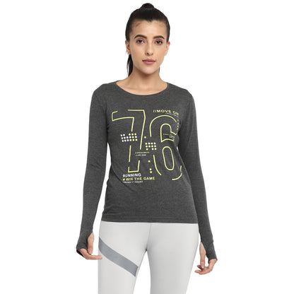 Appulse Women's Printed Long Sleeve Thumb Hole Round Neck T-Shirt | Women | Premium Cotton | Activewear | Athleisure