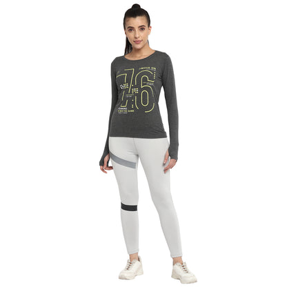 Appulse Women's Printed Long Sleeve Thumb Hole Round Neck T-Shirt | Women | Premium Cotton | Activewear | Athleisure