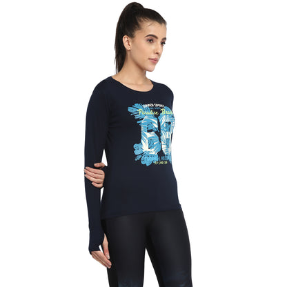 Appulse Women's Printed Long Sleeve Thumb Hole Round Neck T-Shirt | Women | Premium Cotton | Activewear | Athleisure