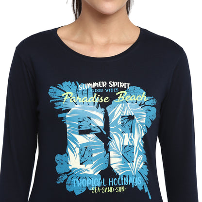 Appulse Women's Printed Long Sleeve Thumb Hole Round Neck T-Shirt | Women | Premium Cotton | Activewear | Athleisure
