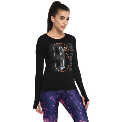Appulse Women's Printed Long Sleeve Thumb Hole Round Neck T-Shirt | Women | Premium Cotton | Activewear | Athleisure