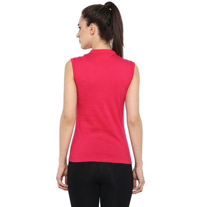 Appulse Women's Sleeveless Mandarin Collar T-Shirt | Women | Premium Cotton | Activewear | Athleisure