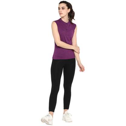 Appulse Women's Sleeveless Mandarin Collar T-Shirt | Women | Premium Cotton | Activewear | Athleisure