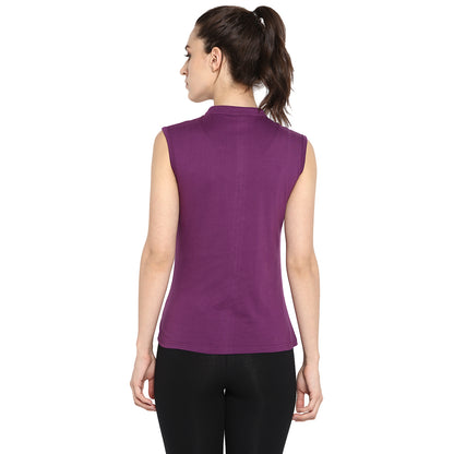 Appulse Women's Sleeveless Mandarin Collar T-Shirt | Women | Premium Cotton | Activewear | Athleisure