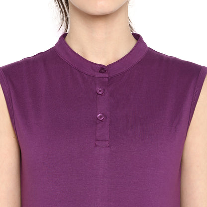 Appulse Women's Sleeveless Mandarin Collar T-Shirt | Women | Premium Cotton | Activewear | Athleisure