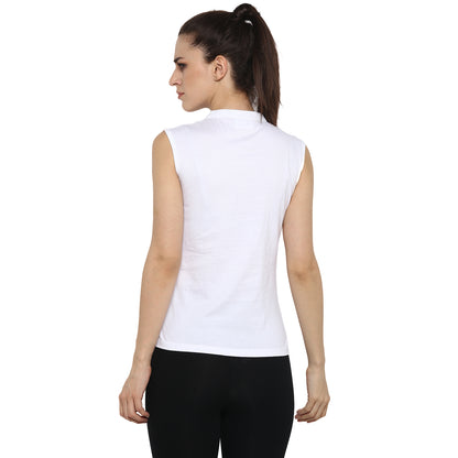 Appulse Women's Sleeveless Mandarin Collar T-Shirt | Women | Premium Cotton | Activewear | Athleisure