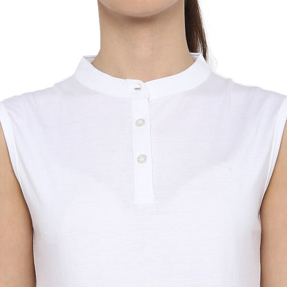 Appulse Women's Sleeveless Mandarin Collar T-Shirt | Women | Premium Cotton | Activewear | Athleisure