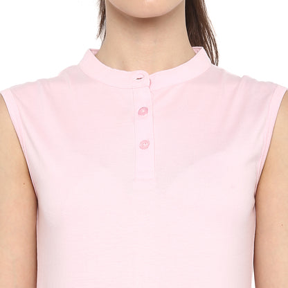 Appulse Women's Sleeveless Mandarin Collar T-Shirt | Women | Premium Cotton | Activewear | Athleisure