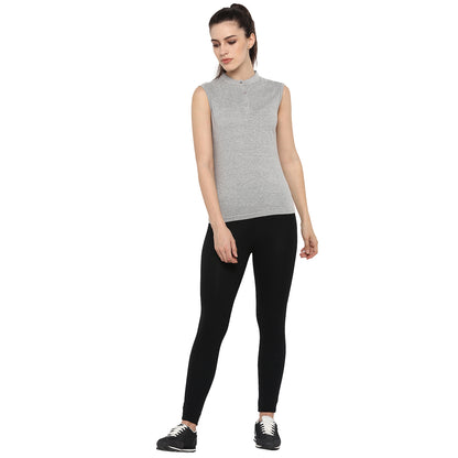 Appulse Women's Sleeveless Mandarin Collar T-Shirt | Women | Premium Cotton | Activewear | Athleisure