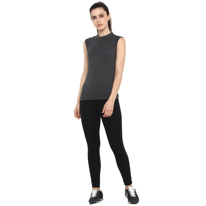 Appulse Women's Sleeveless Mandarin Collar T-Shirt | Women | Premium Cotton | Activewear | Athleisure