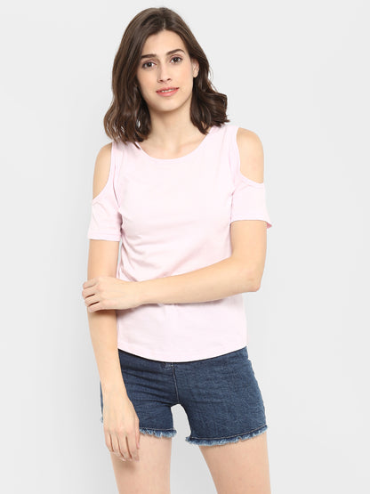 Appulse Women's Round Neck Cold Shoulder T-Shirt | Women | Premium Cotton | Activewear | Athleisure