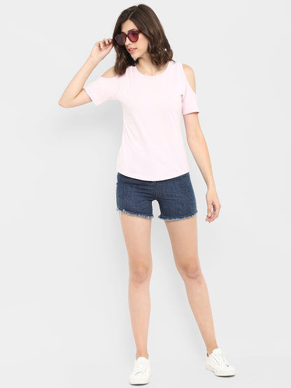 Appulse Women's Round Neck Cold Shoulder T-Shirt | Women | Premium Cotton | Activewear | Athleisure