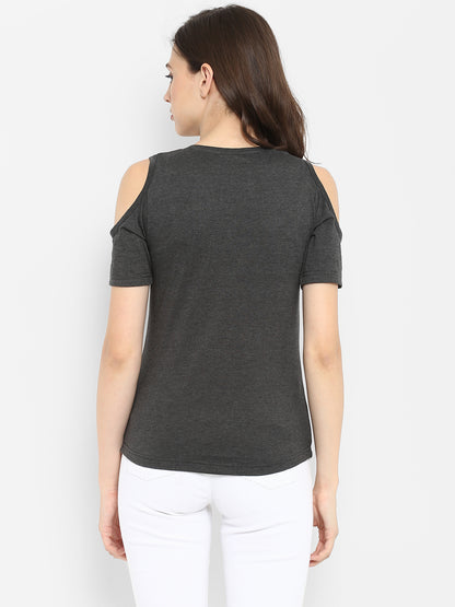 Appulse Women's Round Neck Cold Shoulder T-Shirt | Women | Premium Cotton | Activewear | Athleisure