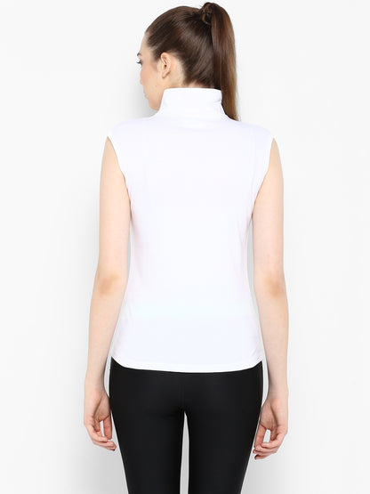 Appulse Women's Sleeveless 1/4 Zip Hi Neck T-Shirt | Women | Premium Cotton | Activewear | Athleisure