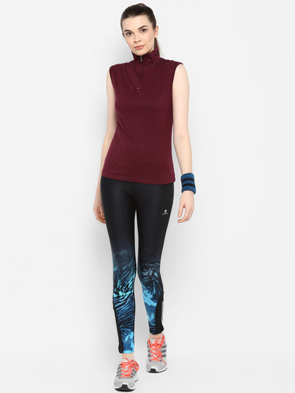 Appulse Women's Sleeveless 1/4 Zip Hi Neck T-Shirt | Women | Premium Cotton | Activewear | Athleisure