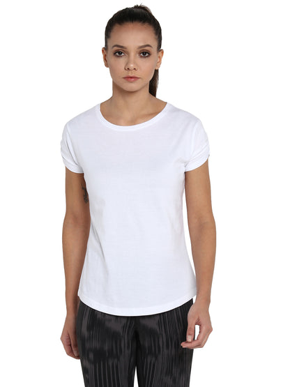 Appulse Women's Gathering sleeve Round Neck T-Shirt | Women | Premium Cotton | Activewear | Athleisure