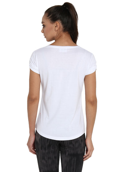 Appulse Women's Gathering sleeve Round Neck T-Shirt | Women | Premium Cotton | Activewear | Athleisure
