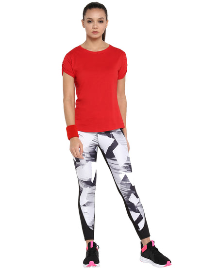 Appulse Women's Gathering sleeve Round Neck T-Shirt | Women | Premium Cotton | Activewear | Athleisure