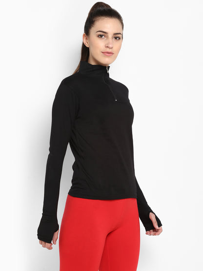 Appulse Women's Hi Neck Long Sleeve Thumb Hole T-Shirt | Women | Premium Cotton | Activewear | Athleisure