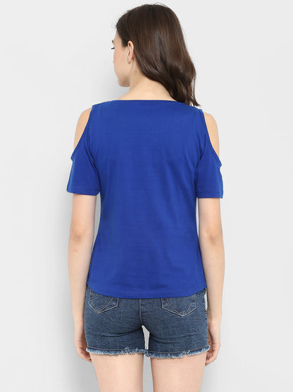 Appulse Women's Round Neck Cold Shoulder T-Shirt | Women | Premium Cotton | Activewear | Athleisure